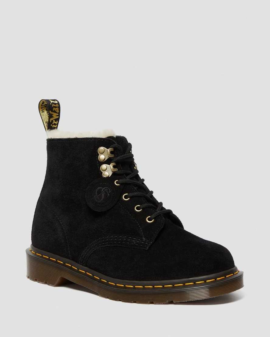 Dr. Martens 101 Suede Shearling Lined Original Støvler Dame Svart [9315GWOIJ]